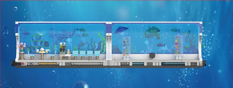 HOGOKIDS Aquarium Building Sets - 2 Styles Oceanarium Building Toy for Kids Adults, Pivoting Undersea Fish Tank Includs Dolphins Shark Crab Fish Jellyfish Animals Construction Gift for Boys Girls 6-12