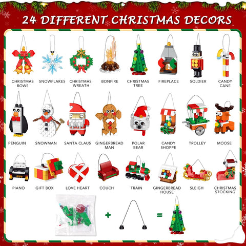24-Pack Christmas Ornament Building Set – Hanging Holiday Decorations