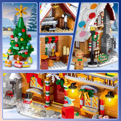 2024 Christmas Gingerbread House Building Toy with LED Light - 3 Style Modes Gingerbread Village House Building Block Set with Santa Claus Xmas Tree Train for Adults Kids Girls Boys Ages 8+ (1397 PCS)