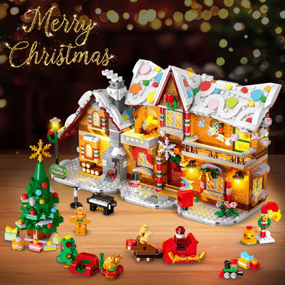2024 Christmas Gingerbread House Building Toy with LED Light - 3 Style Modes Gingerbread Village House Building Block Set with Santa Claus Xmas Tree Train for Adults Kids Girls Boys Ages 8+ (1397 PCS)