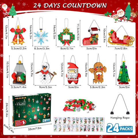 24-Pack Christmas Ornament Building Set – Hanging Holiday Decorations