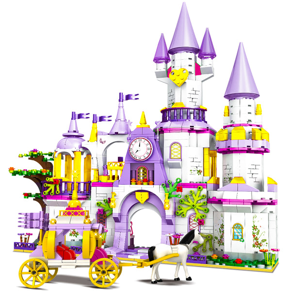 Girls Princess Castle Stem Building Toys Purple Castle & Carriage Creative