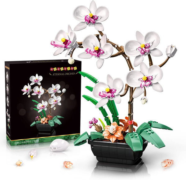 HOGOKIDS Orchid Flowers Building Kit, Botanical Collection Building Blocks for Home Office, 581 Pieces