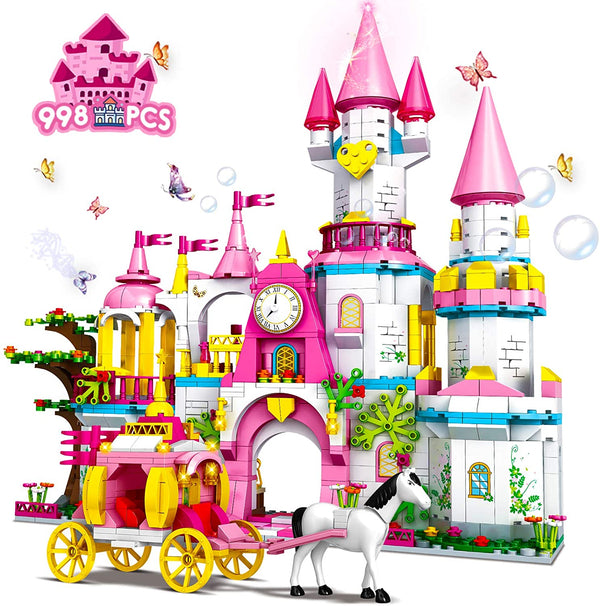 Girls Pink Princess Castle STEM Building Blocks Kits